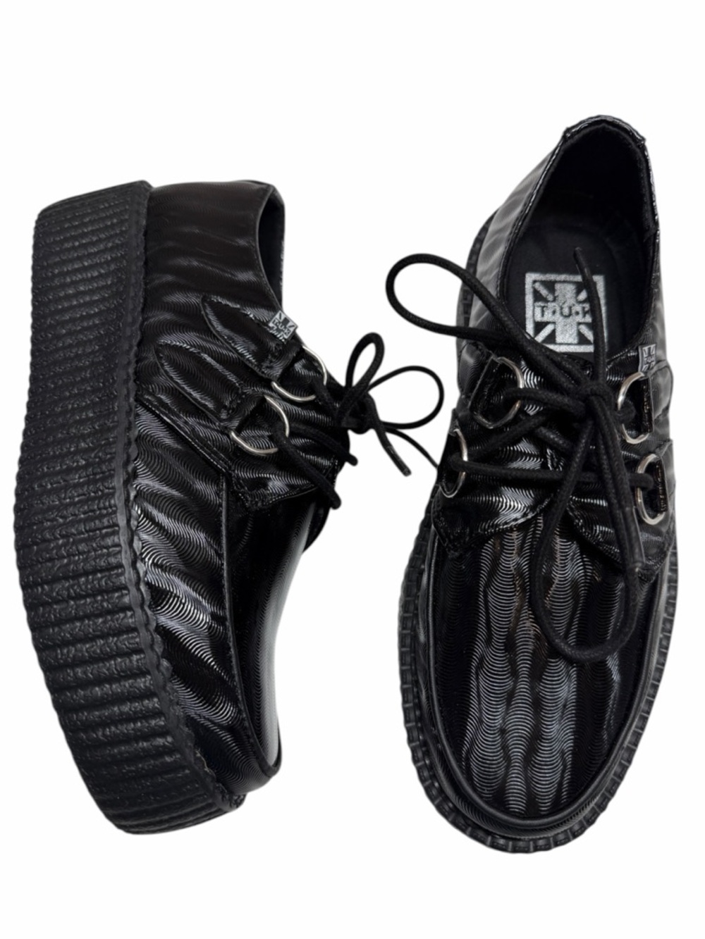 TUK Wavy Patent Viva Mondo Creeper platform loafer flatform shoe emo punk goth